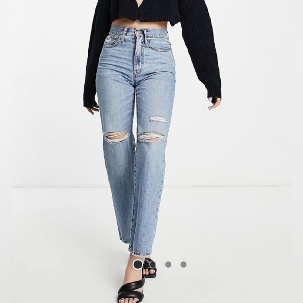 NWT Madewell The Perfect Vintage Ripped Straight Jean in Dark Wash W33 standard